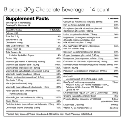 Biocare Chocolate - 14 servings to 1 box