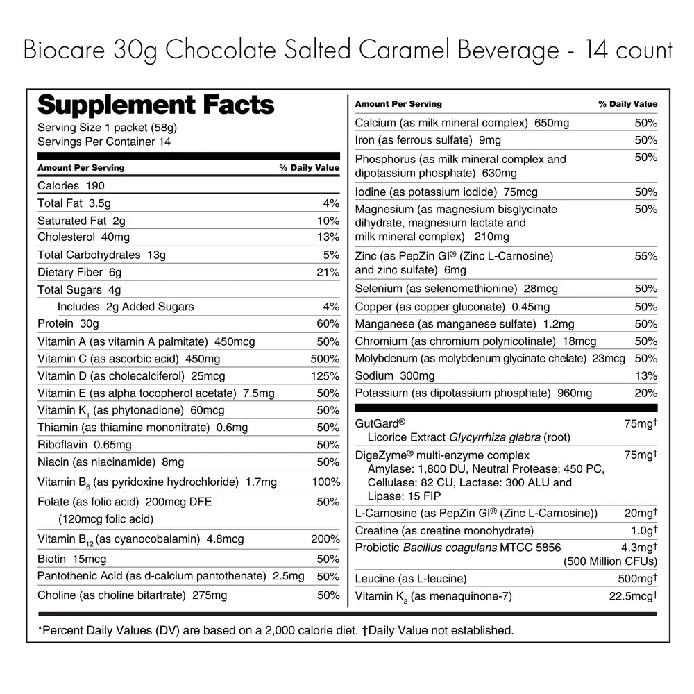 Biocare Chocolate Salted Caramel - 14 servings to 1 box