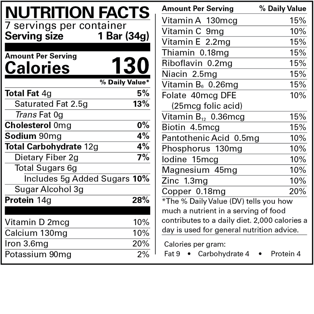 Peanut Butter Meal Replacement Bars - Advanced Formulation, 1 box has 7 bars