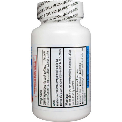 Docusate Sodium 100 mg - 100 softgels in each bottle